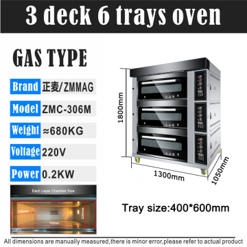 Direct Sales 3 Deck 6 Trays Bread Pizza Oven Equipment