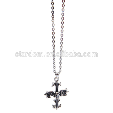 Chinese factory outlet. Stainless steel skull cross pendant mens fashion necklace