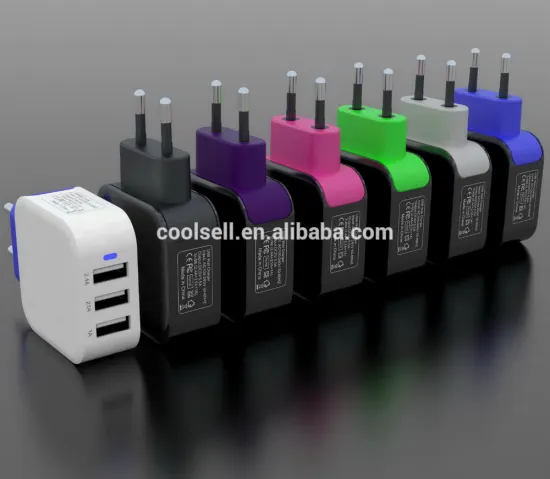 3 USB Port Quick charge wall charger colorfull