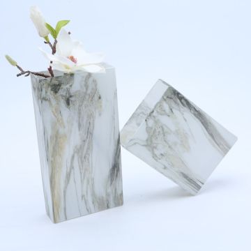 Cheap Marble Effect Square Glass Flower Vase