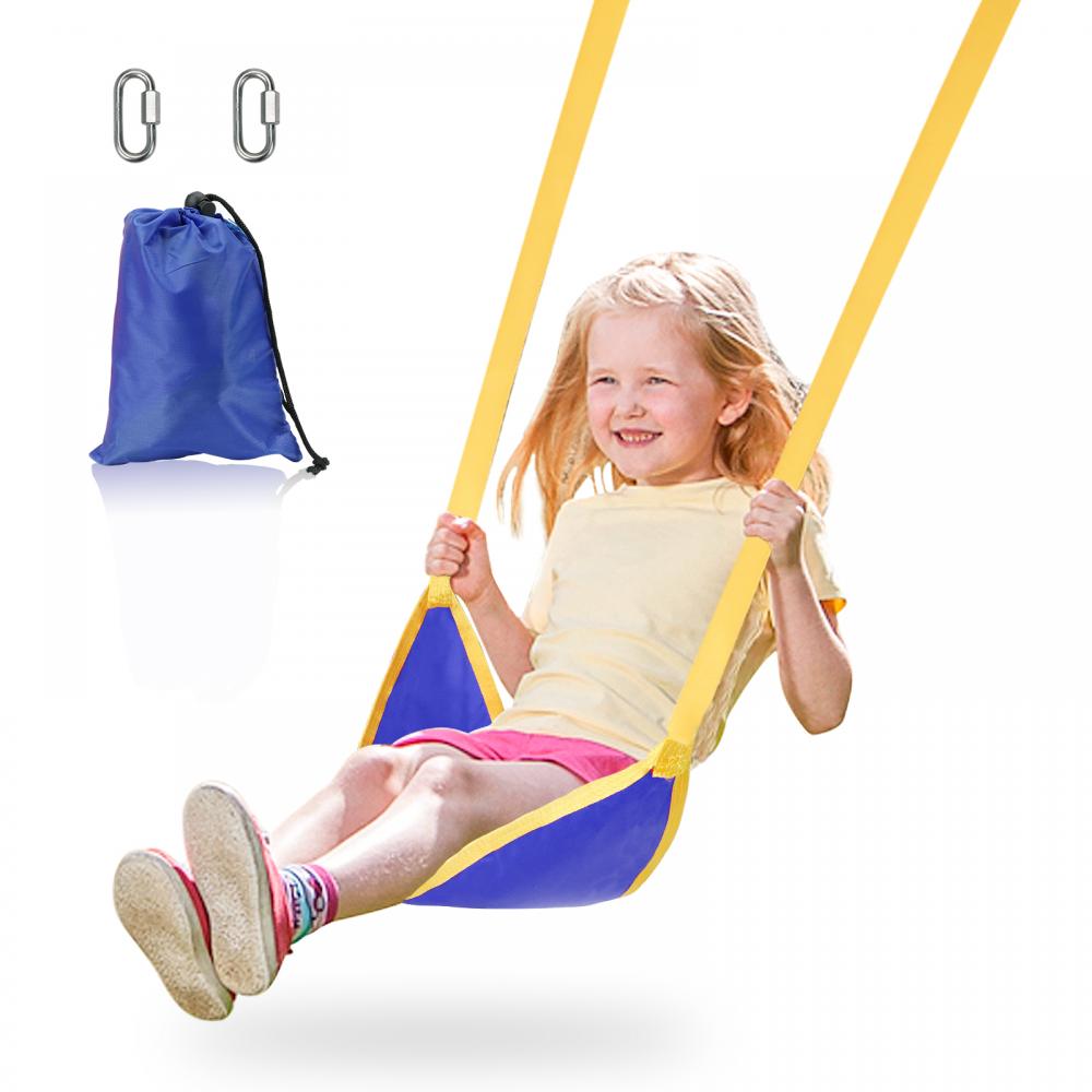 WAREMAID Child Swing Seat, EVA Soft Plastic Non Slip Hanging Tree Swing Seat With Snap Hook, Length Adjustable Rope, Swing Set For Kid Indoor Outdoor Playground Backyard, 43x17cm, Blue