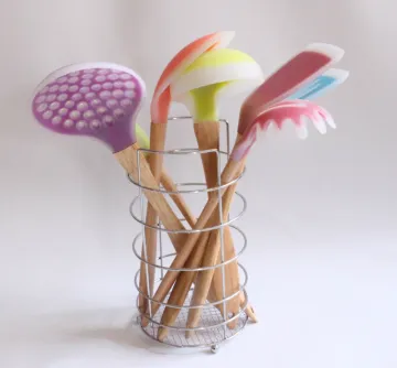 silicone kitchen cooking utensils set of 7 with wooden handle