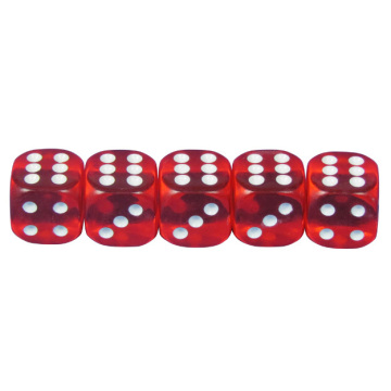 3/4" (19 mm) round red transparent casino dice