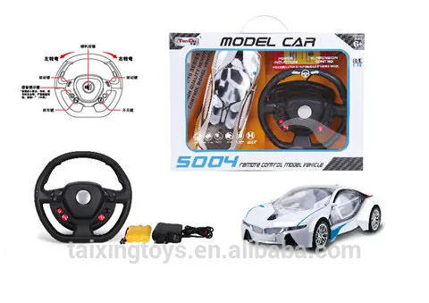 Newest Design 1:16 four channel RC Remote Control Car with Light and steering wheel for children