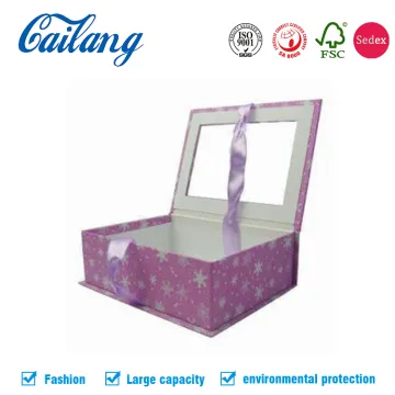 Custom Printed Book Shape Window Box with Ribbon