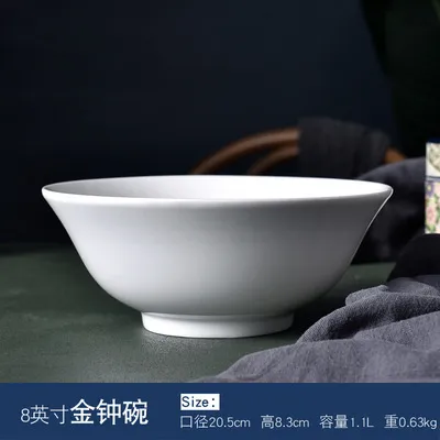 Japanese Ceramic Ramen Bowl - Solid White Round Noodle Bowl
