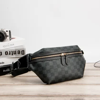 Classic Style and Color Vintage Fanny Pack Unisex Black Waterproof Leather Waist Bag