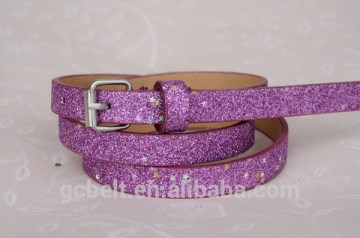 fashion glitter pu leather belt for kids