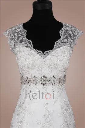 A line sweep train italian decent wedding dress