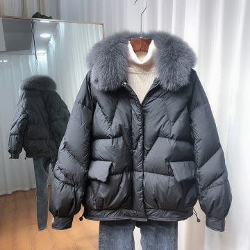 Real Fox Fur Collar 2020 New Winter Women's 90% White Duck Down Jacket Female Short Puffer Coat Warm Down Parka Loose Outwear