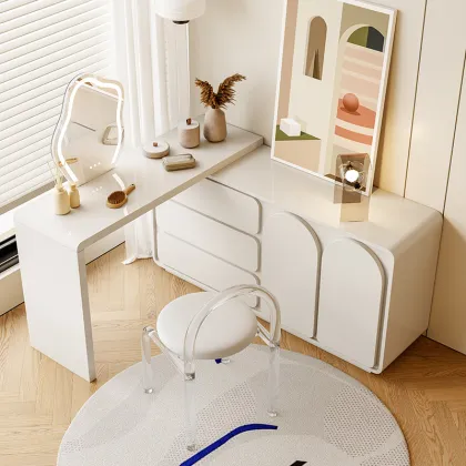 Solid Wood Modern Stretchable Dressing Table with Mirror