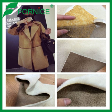 hot stamping foil suede garment with polyester fur fabric