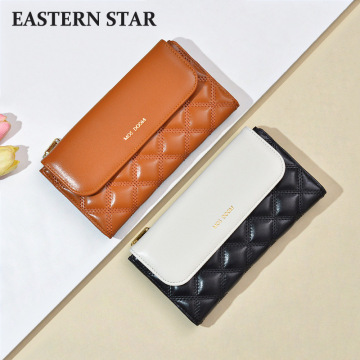 New Large Capacity Women's Leather Wallet with ID Card Holder and Multi-Card Slot in Color-Blocking Design