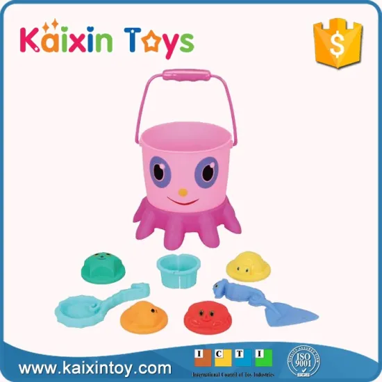 10268586 Outdoor Games 8PCS Cartoon Plastic Beach Bucket Set With Sand Mold