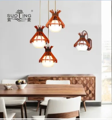 Red wood Lamp Designed Interior Decoration pendant Lighting