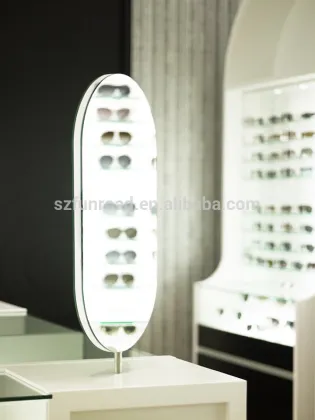 Highend wood sunshades display furnitures glass counter displays acrylic eyewear display shelf LED lighted glasses display stand