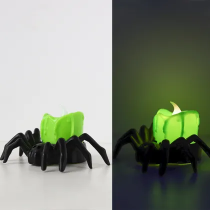 Halloween Candle Lantern: Pumpkin Arachnid LED Nightlight