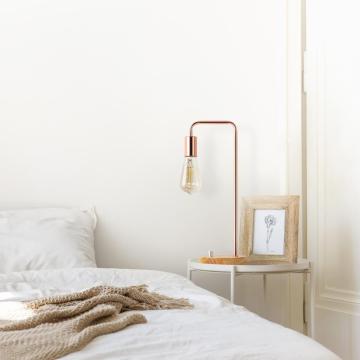 Modern Desk Lamp with Wood Base Rose Gold