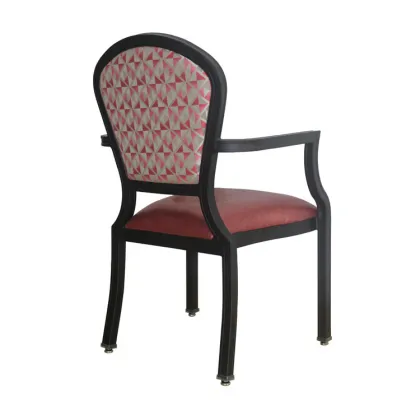 Antique Fabric Upholstered Dining Chairs with Armrest: Luxury Kitchen Chairs