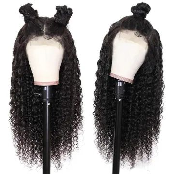 Double Drawn Indian Human Hair Lace Front Closure Wig Virgin Remy Raw Indian Hair Deep Wave 4*4 Closure Pre Plucked Lace Wig