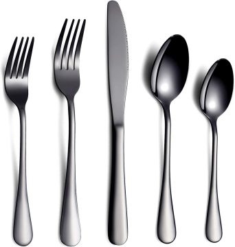 Black Titanium Plated Stainless Steel Silverware set Service for 4