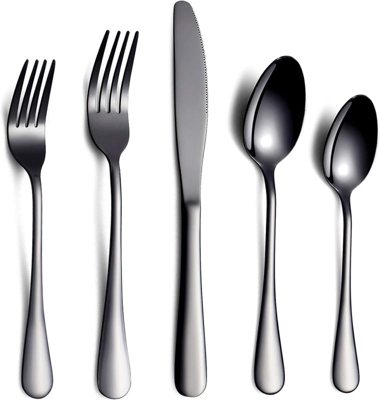 Black Titanium Plated Stainless Steel Silverware set Service for 4