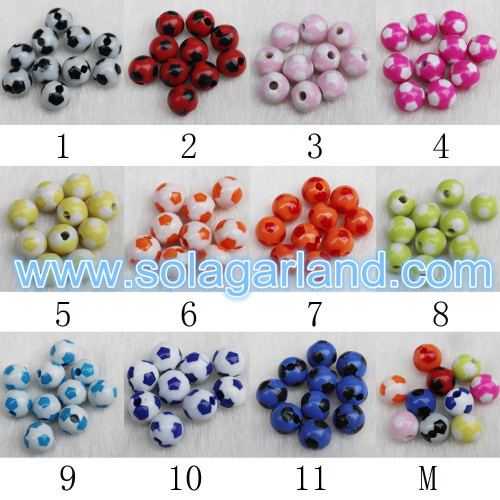 8MM Colorful Acrylic Round Soccer Ball football Beads Fit European Charm Bracelet