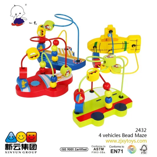 4 vehicles Bead Maze for kids 2015 new wooden toys