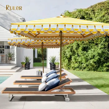 Customized Logo Scalloped Patio Umbrella for Outdoor Events and Commercial Use