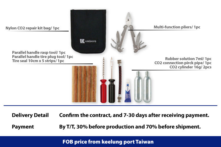 Le kit de réparation des pneus robuste a attaché le cylindre à gaz CO2