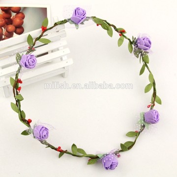 FG-0001 wholesale bridal wedding artificial wicker flower garland/ flower head wreath