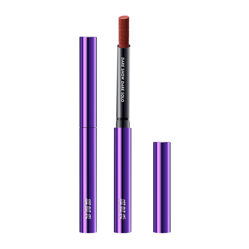 New Process Design Slim Lipstick Trendy Microscopic carvings Lip Makeup Purple Violet Tube Matte Lipstick