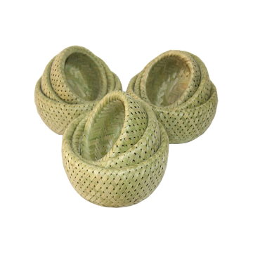 Handwoven Egg Box Shape Bamboo Rattan Storage Basket for Home Decor in Vietnam