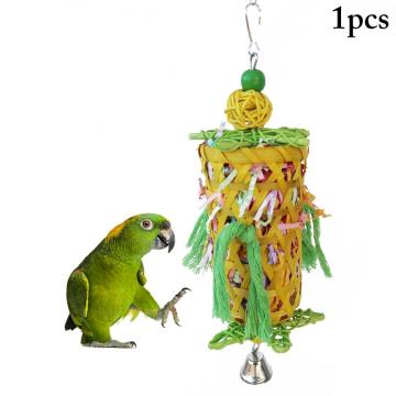 1pc Parrot Hanging Toy Anti-Biting Parrot Cage Foraging Toy Chewing Toy With Bell Pet Supplies Random Color