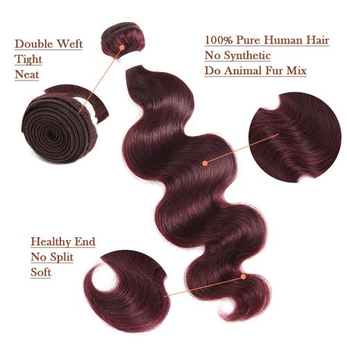 Burgundy Bundles 99j Body Wave Human Hair