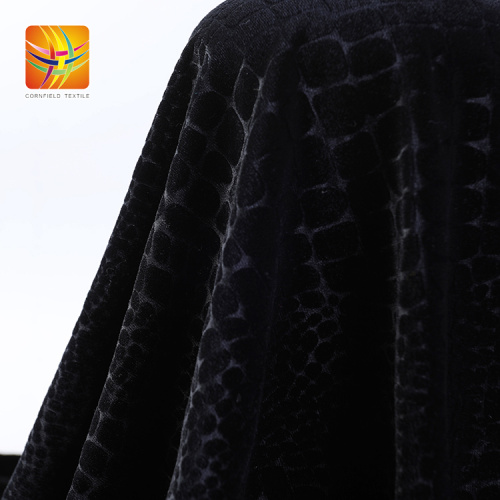 260gsm Knitted Velour Embossed Black Simple Fabric