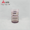 Tabletop Clear Painting Pink cup glass with Golden