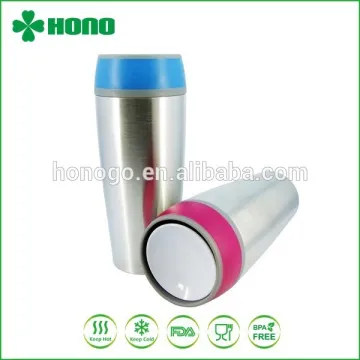 Double wall insulated stainless steel 16oz travel mug for coffee