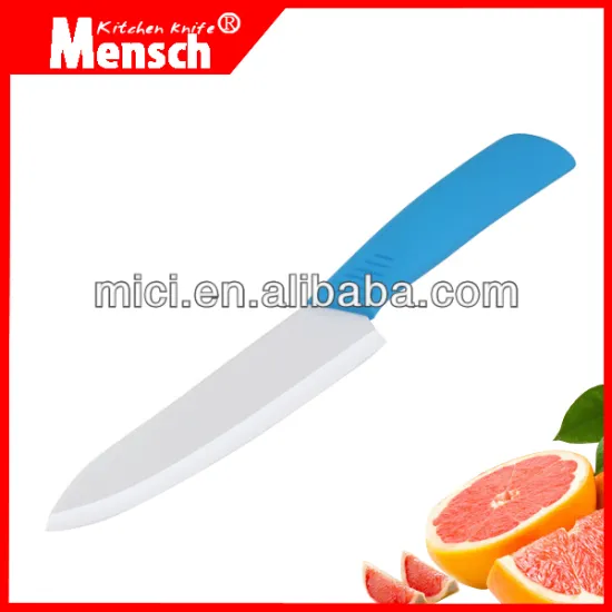 Modern design 6 inch ceramic slicing knife set with blue knife handle