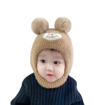 Cute Cartoon Little Bear Knit Hats with Ear Protection for Babies and Children