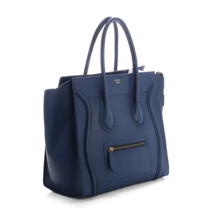 Dark Blue Original Leather Soft Suede Leather Lining Celine Luggage With Gold Hardware