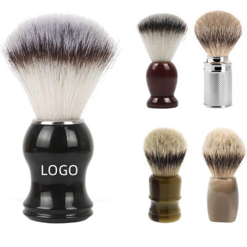 Custom Logo Square ABS Plastic Handle Shaving Brush with Synthetic Nylon Silvertip Badger Hair