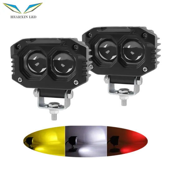 4 Inch 20W Motorcycle LED Spotlights - White/Yellow with Red Demon Eyes for Cars and Off-Road Vehicles