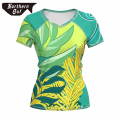 Mujeres Manga corta Summer Tropical Hawaii Beach con camisas florales casuales