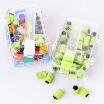 50pcs Grit Luggage Box Packaging Mixed Color Nail Drill Bits and Sanding Bands for Manicure Tools