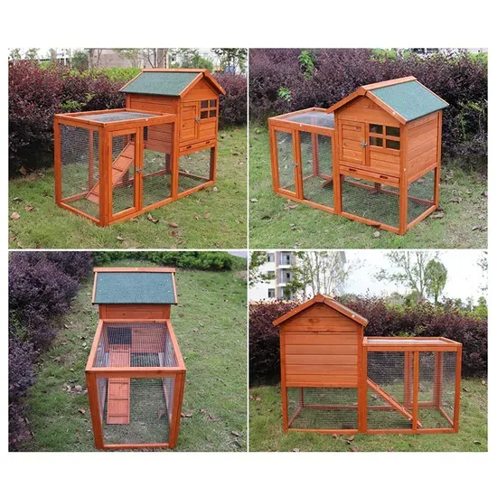 Natural Solid Wood Rabbit Hutch with Chicken Nesting Box