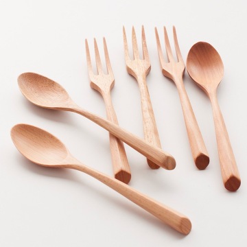 Handmade Natural Wood Reusable Flatware Set for Cooking and Eating