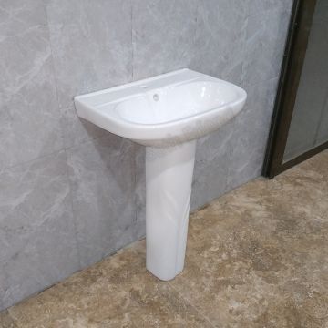 CE Certified Hotel Home Pedestal Basin Wash Hand Basin with Overflow - Free Standing Bathroom Ceramic Sink