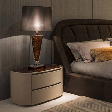 High Quality Ebony Wooden Nightstand Sets with 2 Drawers - Luxury European Modern Bedside