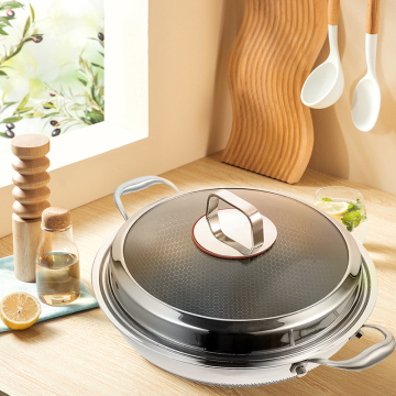 Stainless Steel Double Fry Pan - Suitable for Various Cooking Stoves